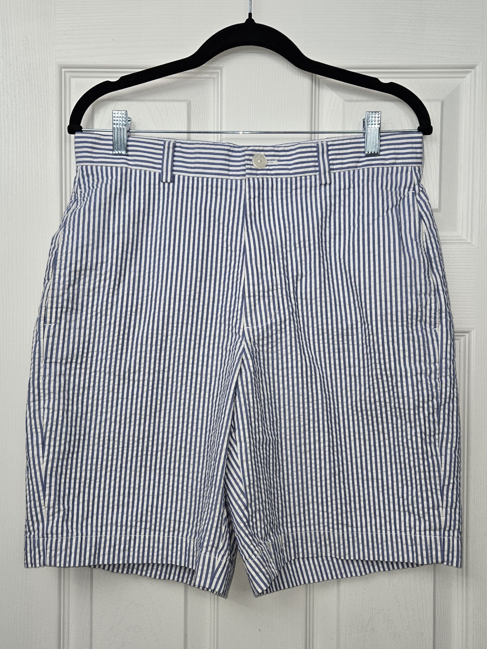 Brooks Brothers Genuine Seersucker Shorts W31 Blue White Stripe Preppy Old Money